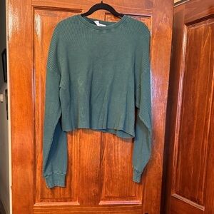 Double Zero Forest Green Waffle Knit Top